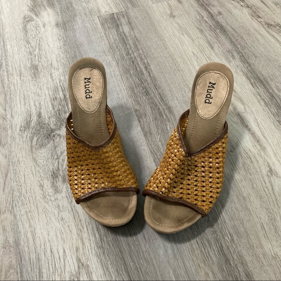 ☀️Mudd|chunky wooden heel with woven strap - Picture 3 of 7